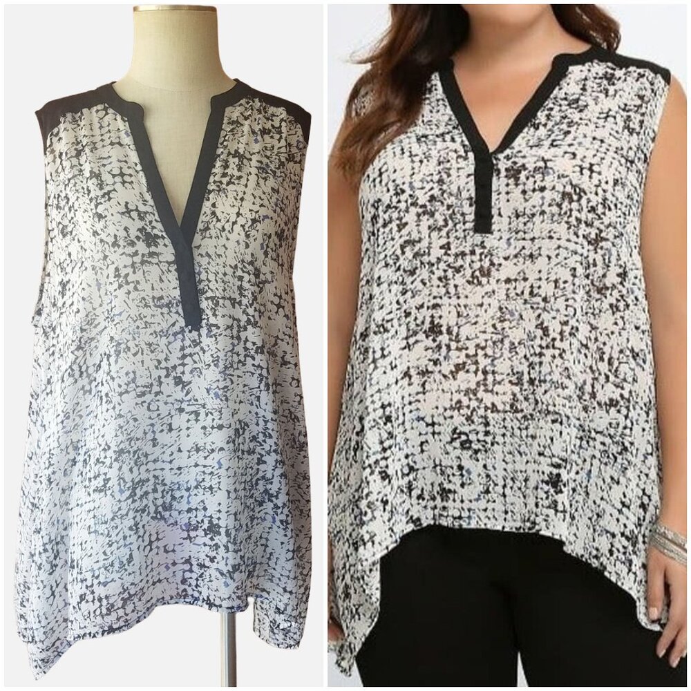 Torrid Abstract Dot Shark-bite hem Georgette Tank Sleeveless - 2